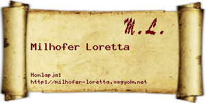 Milhofer Loretta névjegykártya